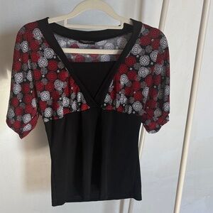 Y2K Red and Black Blouse
